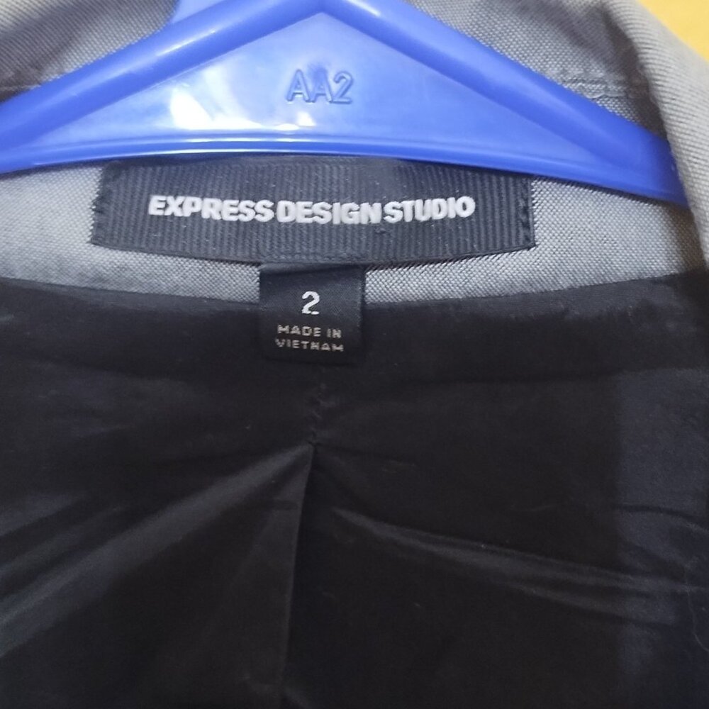 Express Design Studio One Button Gray Blazer Size… - image 2